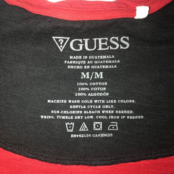 Lightly Used Guess Red with Buttons on neckline Men's Shirt - Medium - Picture 6 of 9
